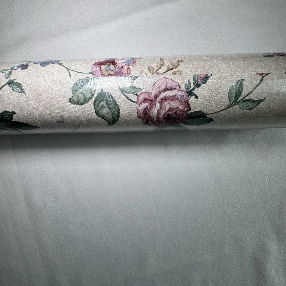 Vtg Mirage Brewster Floral Wallpaper Roll Rose Cottage Core BR 38424 Iridescent